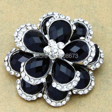 Black Resin Rhinestone Vintage Flower Women Brooch Wedding Bouquet Jewelry Accessories Top Quality Hot Sale Floral Collar Pins 2024 - buy cheap