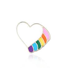 XY Fancy Women Creative Rainbow Color Heart Shaped Simple Elegant Breastpin Brooches 2024 - buy cheap