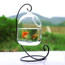 Подвесное стекло аквариума для рыб, прозрачная высота 15 см, аквариум для рыб, ваза для цветочных растений с белой стойкой высотой 23 см 2024 - купить недорого
