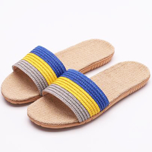 Chinelo de linho masculino, sandália listrada de linho respirável para casa e praia, sapato masculino 2024 - compre barato