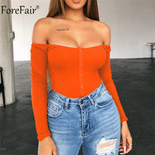 Forefair Off Shoulder Slash Neck Long Sleeve Sexy Bodysuit Women Tops Autumn Winter Rompers Jumpsuit 2024 - buy cheap