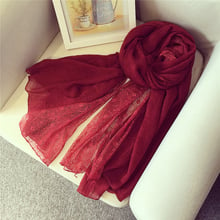 Echarpe feminina de algodão com retalhos, cachecol longo de renda preta e vermelha hijab de inverno macio hy84 2024 - compre barato