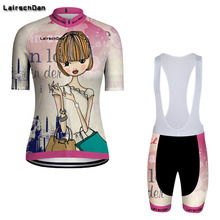 SPTGRVO LairschDan 2019 Pink Women Team Short Sleeve Cycling Jerseys Sets Summer Clothing Kit Ropa Ciclismo Outfit Mtb Bike Wear 2024 - buy cheap