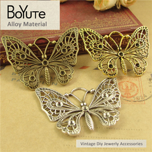 BoYuTe-Colgante multicolor de aleación de Zinc para mujer, accesorios de joyería, mariposa, Estilo Vintage, 48x37MM, 30 unids/lote 2024 - compra barato