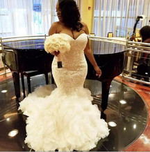 Elegante aplique de encaje, vestidos de novia de África, blanco puro, sirena, talla grande, novedad de 2021 2024 - compra barato