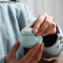 2 pçs/lote Chinês cerâmica mini tanque de armazenamento com tampa de vedação à prova de umidade latas medicina pó de chá latas casa decorações WSHYUFEI 2024 - compre barato