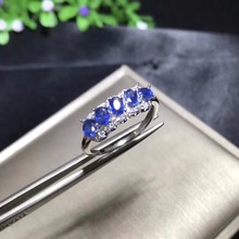 Uloveido Natural Sapphire Ring for Women, 925 Sterling Silver Wedding Jewelry, 5*7mm*5 Pcs with Velvet Box Certificate FJ229 2024 - buy cheap