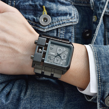 Oulm marca original design exclusivo quadrado masculino relógio de pulso grande dial pulseira de couro casual relógio de quartzo masculino esporte relógios 2024 - compre barato