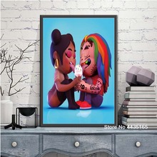 Posters and Prints Tekashi 6ix9ine Singer Poster Nicki Minaj Wall Art Decoration Canvas Painting for Living Room Home Decor 2024 - buy cheap