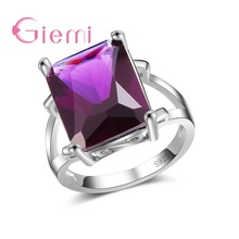 Big Square Purple Opal 925 Sterling Silver Geometric Ring For   Women Female Party Jewelry Accessories Wholesale 2024 - buy cheap