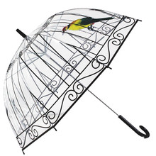 Paraguas de plástico transparente, paraguas de PVC transparente, paraguas creativo para lluvia, jaula de pájaro, mango largo del paraguas 2024 - compra barato