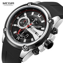 MEGIR Men's Sportz Watches Military Army Silicone Strap Chronograph Quartz Wrist Watch Man Relogios Masculino 2086 Silver Black 2024 - buy cheap