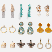 FASHIONSNOOPS 2020 Vintage za Drop Earrings Jewelry Earrings For Women Metal Resin Ethnic Statement Dangle Earrings Party Bijoux 2024 - buy cheap
