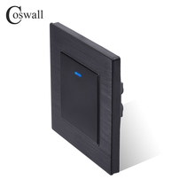 Coswall Luxurious Square Key 1 Gang 1 Way On / Off Wall Light Switch With LED Indicator Knight Black Aluminum Metal Panel 2024 - купить недорого