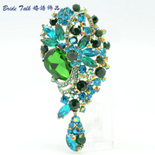 Dazzling Rhinestone Crystals Vintage Brooches For Women Green Leaf Flower Brooch Broach Pins Accessories Fashion Jewelry 6451 2024 - buy cheap