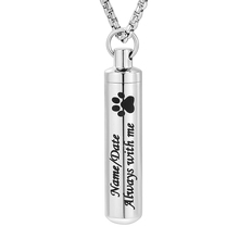 JJ001 38mm*10mm Stainless Steel Cylinder/Tube Cremation URNS Memorial Necklace for Loss Pet Ashes - Custom Engrave Name/Date 2024 - buy cheap
