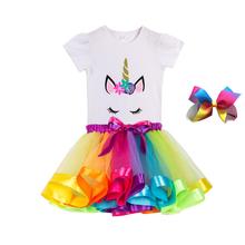 Vestido de unicornio con tutú para niña, traje de princesa arcoíris Pastel, para fiesta de Cumpleaños, Halloween, de 1 a 14 años 2024 - compra barato