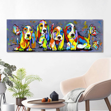 Картина с животными, милые собаки, плакаты и принты на холсте, картина маслом, настенные картины для гостиной, домашний декор, без рамки 2024 - купить недорого