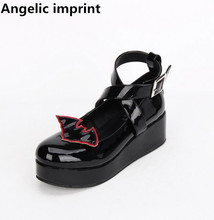 Angelic imprint woman mori girl lolita cosplay punk shoes lady high heels pumps women princess dress party shoes 33-47 Bat 5cm 2024 - buy cheap