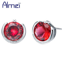 Almei-pendientes florales de moda para mujer, aretes de plata de ley 5%, piedra roja, púrpura, cristal, aniversario, regalo, R162 2024 - compra barato