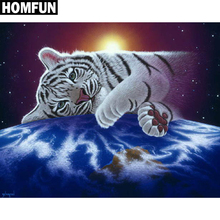 Homfun quadrado completo/broca redonda 5d diy pintura de diamante "animal tigre" bordado ponto cruz 5d presente de decoração de casa 2024 - compre barato