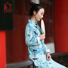 LZJN Women Traditional Chinese Style Dress 2019 Spring Summer Dress Qipao Long Vintage Slim Fit Elegance Cheongsam Women Dress 2024 - buy cheap