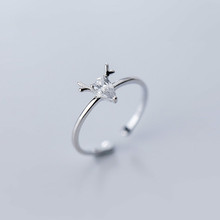 1 шт. милое серебряное кольцо с рогами, регулируемое женское очаровательное ювелирное изделие с оленем, элегантный темпераментный подарок 2024 - купить недорого