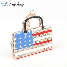 dongsheng Fashion Handbag Pendant USA Flag Keychain Crystal Handbag Pendant Charm Handbag Key Holder Tourism Souvenir Gifts-50 2024 - buy cheap