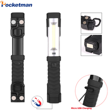 7500LM Magnetic Flashlight COB+LED Work Light USB lanterna Rechargeable Torch Repair Light Lamp with Hook Portable Flashlight 2024 - buy cheap