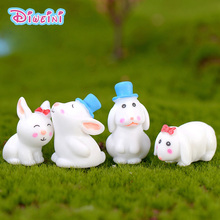 2pcs Love White Rabbits Figures Dating Model Miniature Figurines Couple Fairy home Garden Wedding Doll Decoration Girl toy gift 2024 - buy cheap