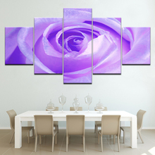 Modern Home Wall Art Decor Frame Modular Pictures 5 Pieces Romantic Purple Rose Flower HD Print Painting Canvas For Room Artwork 2024 - buy cheap