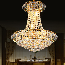 Candelabro de cristal dorado de lujo, lámparas colgantes de techo para comedor, accesorio de iluminación para el hogar, Lustre Led 2024 - compra barato