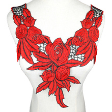 Red Lace fabric Dress Applique Motif Blouse Sewing Trims DIY Neckline Collar Costume Decoration Accessories NL295 2024 - buy cheap