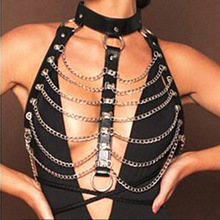 Leather Harness Sexy Chains Body Chain Women Bondage Goth Party Bodychain Fashion Festival Outfits Jewelry Accessories 2024 - buy cheap