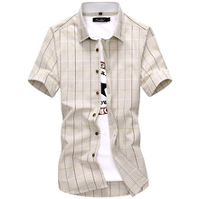 Plaid Shirt Male 2019 New fashion 100% cotton short-sleeved shirt summer quality men's self-cultivation brand clothing shirt 5XL 2024 - buy cheap