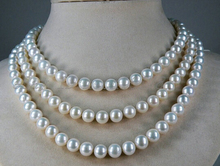 Free shopping! 7-7.5mm White AAA Grade Akoya Pearl Long Necklace 48" 2024 - buy cheap