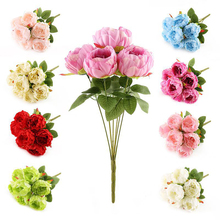 Шелковые искусственные цветы для дома и сада, имитация пиона, Свадебный венок, букет невесты 2024 - купить недорого
