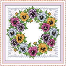 Pansy wreath cross stitch kit aida 14ct 11ct count printed canvas stitches embroidery DIY handmade needlework 2024 - buy cheap