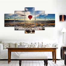 Arte de la pared impresiones de alta definición Casa Decor 5 piezas globo de aire caliente pintura de paisaje de lona Modular moderno fotos Popular cartel de ilustraciones 2024 - compra barato