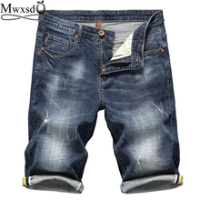 Mwxsd Brand Summer Mens Denim Hole Shorts Men Cotton Casual Jean Shorts Male Retro Nostalgia Denim Bermuda Short For Man 2024 - buy cheap