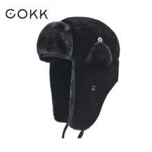 COKK-Sombrero de bombardero para hombres y mujeres, gorra gruesa y cálida de terciopelo, con protección de hueso para las orejas, con solapa para la oreja, para nieve, para invierno 2024 - compra barato