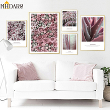 Quadro de parede com flores rosas, quados nórdicos de parede, pintura floral, imagem decorativa escandinavo, decoração moderna para sala de estar 2024 - compre barato