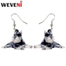 WEVENI Accessory Acrylic Trendy Schnauzer Terrier Dog Earrings Dangle Drop Cute Animal Jewelry For Women Girls 2018 Charms Gift 2024 - buy cheap