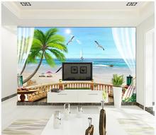 WDBH 3d wallpaper custom photo European luxury sea view room coconut tree seaside decor 3d wall murals wall papers for walls 3 d 2024 - buy cheap