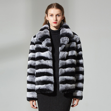 Fashion Chinchilla Coat Short 100% Genuine Rex Rabbit Fur Jacket Winter Women Outwear High Quality 2024 - buy cheap