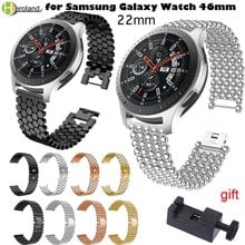 Pulseira de relógio de aço inoxidável de 22mm, pulseira para samsung gear s3 classic classic galaxy watch 46mm, pulseira de ligação + pinos de liberação rápida 2024 - compre barato