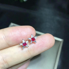 natural red ruby gem earrings S925 silver Natural gemstone earring women fashion Lovely Stars girl  fine gift party jewelry 2024 - buy cheap
