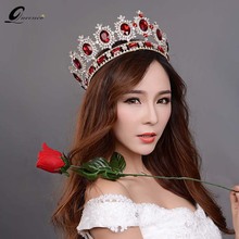 New Arrival Baroque Crown Crystal Vintage Large Crowns Tiara Bridal Hair Jewelry Wedding Hair Accessories Beauty Round Diadem 2024 - buy cheap