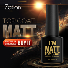 Zation Transparent 8ml Matt Gel Lacquer Nail Art Design UV Gel Polish Matt Top Coat Soak Off Long Lasting Matte Gel Varnish 2024 - buy cheap