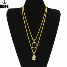 Hiphop Jewelry Necklace Set Alloy Iced Out Rhinestone, Angel, Jesus,Wing, Hand Pendant Necklace Men Jewelry Gift Wholesale 2024 - buy cheap